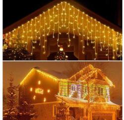 180 LED-es programozható karácsonyi jégcsap fényfüzér melegfehér fény, 8, 5 m