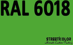 StreetKolor RAL 6018 Akril autófesték fényes vagy matt 1 liter + fixáló + hígító (RAL6018AKRYL)