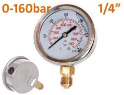 KolorTech Glicerines nyomásmérő 0-160 bar, Alsó menet: 1/4 (YYL-01.160B/X)