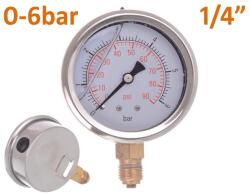 KolorTech Glicerines nyomásmérő 0-6bar, Alsó méret: 1/4 (YYL-01.6B/X)