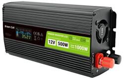 Green Cell Инвертор green cell, 12/220v, dc/ac, 500w/1000w invgc12p500lcd lcd, Чиста синусоида (gc-inv-12v-500w-gcp500lcd) - zettabytex
