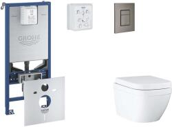 GROHE Rapid SLX - Set pentru montare încastrată, toaletă, capac SoftClose și clapetă Skate Cosmopolitan, Triple Vortex, Hard Graphite periat SANI11BB5105 (SANI11BB5105)