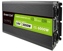 Green Cell Инвертор green cell, 24/220v, dc/ac, 3000w/6000w, чиста синусоида (gc-inv-24v-3000w-p3000lcd) - zettabytex