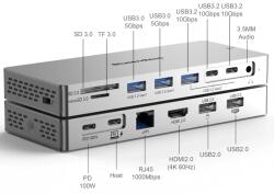 Plasico Computers USB хъб BE HC1406, 14-портов, USB-C 3.2 Gen 2, HDMI 4K/60Hz, Сив (HC1406)