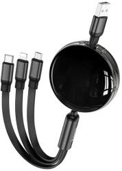 hoco. X78 1m USB - Lightning/microUSB/Type-C fekete adatkábel (X78)