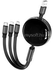 hoco. X78 adatkábel 3in1 (USB - lightning/microUSB/Type-C, 10W, 100cm, csévélhető) FEKETE (HOCO_X78) (HOCO_X78)
