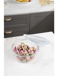 TOO KT-90 üveg 950 ml-es kerek ételtároló csatolható műanyag tetővel (KT-90) (KT-90)