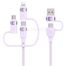 USAMS U85 töltőkábel 5in1 (Type-C/USB - Type-C/lightning/microUSB, 100W, PD gyorstöltő, 120cm) LILA (SJ645USB02) (SJ645USB02)