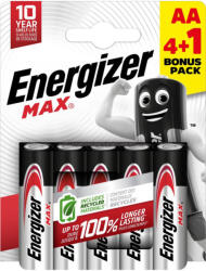 Energizer Max alkáli ceruza elem AA B4+1 - 5db/bliszter (ENE-EMAA41) - megatool