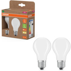 OSRAM E27 LED 2, 2W, 470 lm, 2700 K, melegfehér, opál üveg-40 W normál izzó helyett, 2 darabos - Superstar+ Classic A (4099854253485)