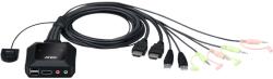 ATEN KVM Kapcsoló, 2 portos, USB, 4K, HDMI kábel (CS22H-AT)