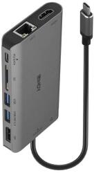 Lindy DST-Mini XT, USB-C Laptop Mini Docking Station with Single Display (4K) or Dual Display (Full HD) and 100W Pass-Through Charging