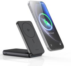 Mcdodo - 2 az 1-ben mágneses külső akkumulátor (MC-6310) - Összecsukható telefontartó, Qi2, 10000 mAh, 20W, LED kijelző - Fekete