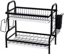 Trendy Sanitary tányértartó, kétszintes, 39 X 23, 5 X 42 cm, fekete (ML-285)