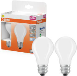 OSRAM E27 LED 5, 9W, 806 lm, 4000 K, hidegfehér, opál üveg-60 W normál izzó helyett, 2 darabos - Star Classic A (4099854468735)