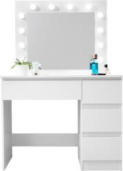 Aga MRDT05 öltözőasztal tükörrel és világítással, matt fehér színben (MRDT05-MW)