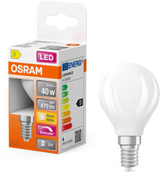 OSRAM E14 LED kisgömb, 3, 4W, 470 lm, 2700 K, melegfehér, dimmelhető, opál üveg-40 W izzó helyett - Superstar Classic P (4099854444906)