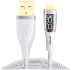JOYROOM adatkábel, usb - lightning, 2.4a, gyorstöltő, 120cm, cipőfűző, fehér, kompatibilis: Apple IPAD 2 / iPhone 5 / iPhone 5C (S-UL012A3_W)