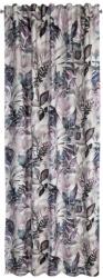 Eurofirany LILIA dekoratív függöny ráncolószalaggal, 135x270 lila fehér virágokkal (409926)