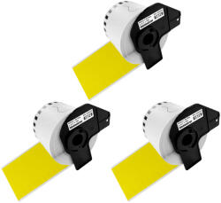 AIMO Set 3 role etichete continue repozitionabile compatibile Brother DK-44605, 62 mm 30, 48 m, galbene, pentru identificare temporara si codificare vizuala (BHADK44605P3)