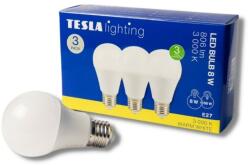 TESLA Tesla - LED izzó BULB E27, 8 W, 230 V, 806 lm, 25000 h, 3000K meleg fehér, 220°, 3 db a csomagban (BL270830-3PACK)