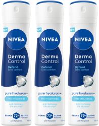 Nivea Csomag: NIVEA Derma Control Defend dezodor spray, 72 órás izzadásgátló védelem, 3x150 ml