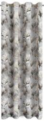 Eurofirany Dekoratív függöny fém gyűrűkkel, LARI 140x250 ezüst virágzó magnóliákkal (HS419215)
