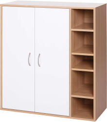 Homcom könyvtár, fa, fehér / natúr, 80x32x90, 5 cm