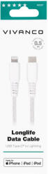 Vivanco USB-C - Lightning Töltő és Adatkábel - 0, 5m, Fehér