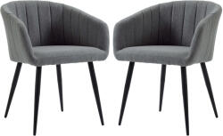 HomCom 2 db kárpitozott szék készlet, poliészter/fém, karokkal, 62 x 56 x 76 cm, sötétszürke/fekete