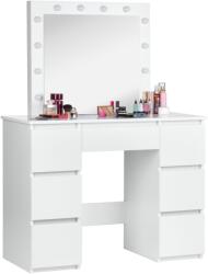Funfit modern Fésülködőasztal LED-es tükörrel és 7 fiókkal - fehér (3915)