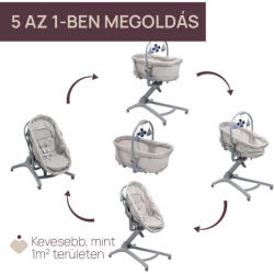 Chicco Baby Hug Pro 5in1 bölcső, pihenőszék, etetőszék, szék - Beige Latte (CH0508707696)