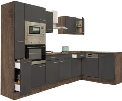 Leziter 310 Yorki Sarok Konyhablokk - Yorki Tölgy Korpusz, Selyemfényű Antracit Front