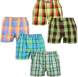 Styx 5PACK férfi bő szárú boxeralsó Styx klasszikus gumipánt többszínű nagyméretű (5E110105) 4XL - pepita