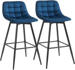 Homcom 2 db párnázott bárszék Nordic stílusú kék bársony