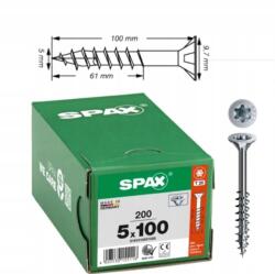 Spax Univerzális csavar fához spax 5 x 100 Wirox Txtg 200 db (0191010501005)