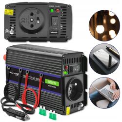 Qoltec Feszültség átalakító 600 Ms Wave 12V 230V 300/600W Usb