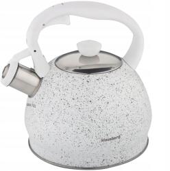 Klausberg vízforraló, 2 l, rozsdamentes acél, fehér márvány, síp jelzi a forrást (KB-7319)