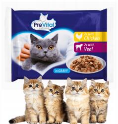 PreVital VitalPack nedves macskaeledel csirke és borjú 4x100g