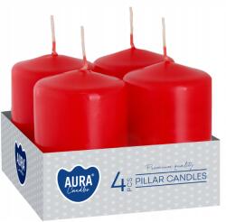AURA Hagyományos paraffin gyertya Illatmentes Piros Aura 4 db (sw40/60-030)