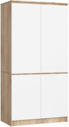 AKORD CLP Sonoma Tölgy Fehér 4-ajtós Ruhásszekrény