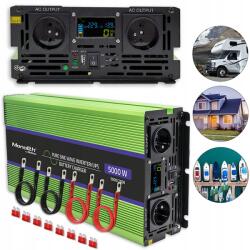 Qoltec Feszültség átalakító Qoltec 2500W/5000 12V/230V Ups Tiszta Sinus LCD