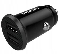 Philips Dupla Autós Töltő Dual Usb Fekete Philips (DLP2510 DLC3104A/03)