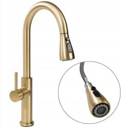 Rea Arany Csiszolt Konyhai Csaptelep Kihúzható Kifolyócsővel Rea Nest Zuhany (REA-B6600)