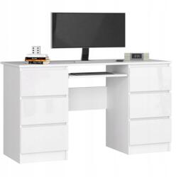 AKORD Számítógépasztal A-11 fehér-fehér fényes 135cm Akd (IP0PBIUBIA-POL-BIAA11)