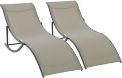 Outsunny Outsunny, 2db nyugágy készlet, 61x165x63cm, PVC/poliészter, Khaki