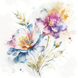  Virág Watercolour Pastel Szalvéta 20 db 33x33 cm