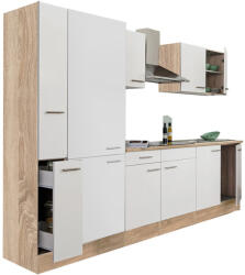 Leziter Yorki 300 Konyhablokk - Sonoma Tölgy Korpusz, Selyemfényű Fehér Front, Polcos Szekrénnyel