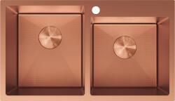 Mexen Xorin acél konyhai mosogató, 2 rekeszes, 780 x 450 mm, réz HC - 6441782000-65HC (6441782000-65HC)