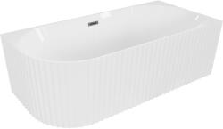 Mexen Gia szabadon álló sarokkád bordázott jobb 170 x 80 cm, fényes fehér, gun gray kefélt túlfolyó - 52701708000P-66 (52701708000P-66)